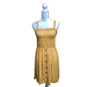 NWT Pink Rose Yellow Floral Spaghetti Strap Lightweight Summer Dress Size Large